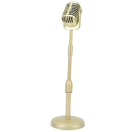 Vintage-Mikrofon-Requisitenmodell, Anhebbares, Realistisches, Leichtes, Klassisches Retro-Stil-Mikrofon-Requisiten-Dekor, für Party-Dekoration, Kostüm-Rollenspiele (Gold) von VBESTLIFE