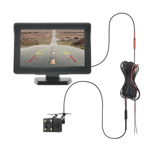 Auto Rückansicht Kamera Mit Monitor 4,3 Zoll Parkplatz Reverse Fahrzeug Parkkamera Rückfahrkamera Auto(430-4LED) von VBVGMZAS