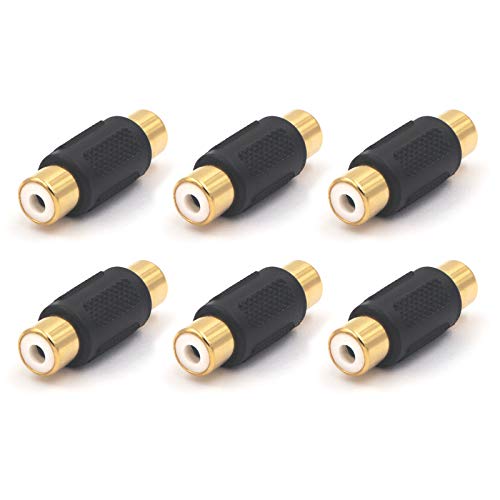 VCE Cinch Kupplung Cinch Adapter Audio Video Adapter RCA Cinch Buchse auf Cinch Buchse Verbinder Verlängerung Adapter Vergoldet 6 Stück von VCE