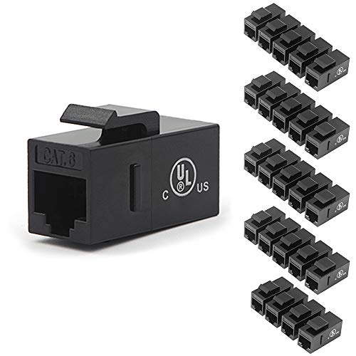 VCE UL gelistete CAT6 RJ45 Keystone Jack Inline Kupplung, Schwarz, 25 Stück von VCE