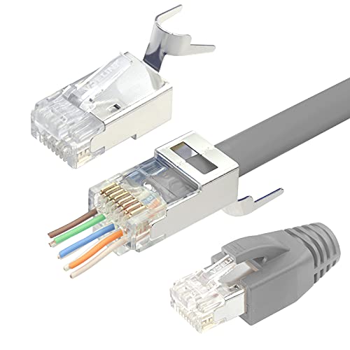 VCELINK 2. Gen. RJ45 Stecker Cat 7 Cat6A Netzwerkstecker Cat7 Cat6A Pass Through RJ45 Stecker für Verlegekabel Cat7 Cat6A Geschirmt mit Einfädelhilfe und Knickschutz Grau 10 Stück VCELINK 2. Gen. RJ45 Stecker Cat 7 Cat6A Netzwerkstecker Cat7 Cat6A Pass Through RJ45 Stecker für Verlegekabel Cat7 Cat6A Geschirmt mit Einfädelhilfe und Knickschutz Grau 10 Stück von VCELINK