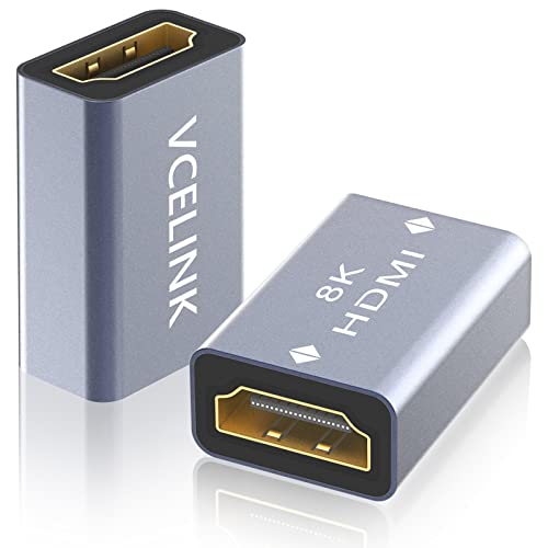 VCELINK HDMI Kupplung 8K, HDMI Buchse auf Buchse Verbinder 2.1, Unterstützt 8K@@60Hz/ 4K@@120Hz UHD,7680 * 4320 Auflösung, 3D, HDR, eARC für Laptop, PCs, Monitor, Roku TV, 2 Stück von VCELINK