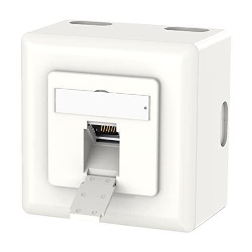 VCELINK Netzwerkdose Cat6A Universal, 1 x RJ45 Port Lan Dose Geschirmt, Datendose Aufputz oder Unterputz, RJ45 Dose, 10 Gigabit Ethernet Netzwerk AP Dose, POE, CAT7 CAT6 CAT5, Weiß von VCELINK