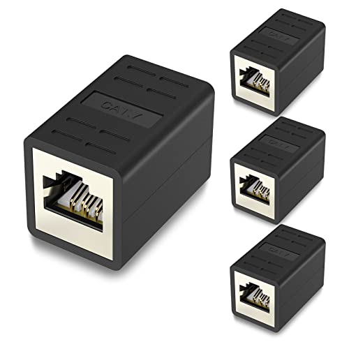 VCELINK RJ45 Kupplung, LAN Kabel Verlängerung Geschirmt, Cat7/Cat6a/Cat6/Cat5e Netzwerkkabel Verbinder, LAN Verbinder POE, LAN Verlängerung Buchse zu Buchse, Schwarz, 4 Stück von VCELINK
