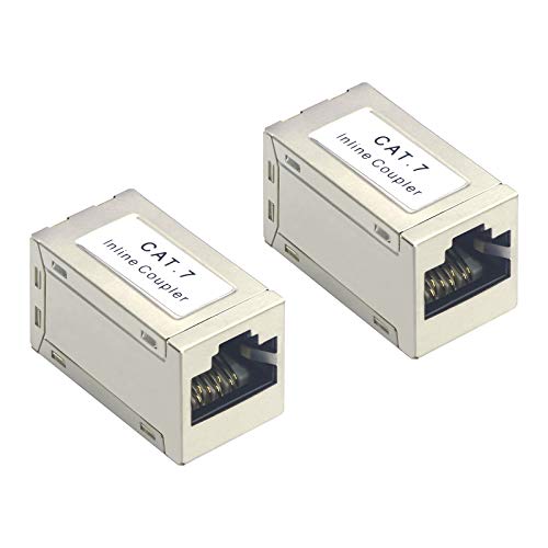 VCELINK RJ45 Kupplung Cat7, Lan Kupplung, Lan Kabel Verlängerung, Lan Adapter für Ethernet Kabel, Netzwerkkabel, Patchkabel Cat7 Cat6A Cat6 Cat5e Cat5 Geschirmt 2 Stück von VCELINK