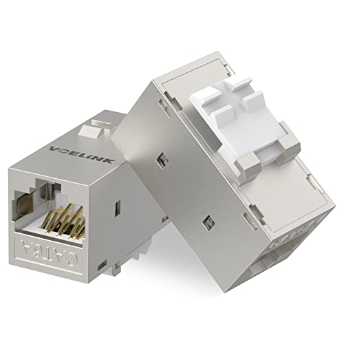 VCELINK RJ45 Kupplung Keystone Werkzeuglos, Cat6A Cat6 LAN Kabel Verbinder, Buchse zu Buchse LAN Verlängerung Geschirmt für Ethernet Wandplatte und Netzwerk PatchPanel, 2 Stück von VCELINK