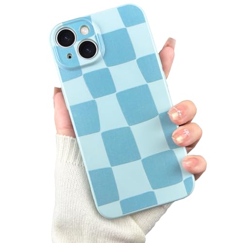 VCGFJD Kompatibel mit iPhone 15 Hülle, Niedliches Schachbrettblöcke, ästhetisches Muster für Frauen und Mädchen, Trendige Schlanke TPU-Stoßfeste Objektivschutz-Handyhülle, Blau VCGFJD Kompatibel mit iPhone 15 Hülle, Niedliches Schachbrettblöcke, ästhetisches Muster für Frauen und Mädchen, Trendige Schlanke TPU-Stoßfeste Objektivschutz-Handyhülle, Blau von VCGFJD