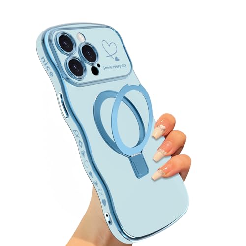VCGFJD Magnetische Schutzhülle für iPhone 15 Pro Max mit Ständer,Gewellter Rand mit Herzmuster, luxuriöse Lagenkanten, weich,Für iPhone 15 Pro Max,Blau VCGFJD Magnetische Schutzhülle für iPhone 15 Pro Max mit Ständer,Gewellter Rand mit Herzmuster, luxuriöse Lagenkanten, weich,Für iPhone 15 Pro Max,Blau von VCGFJD