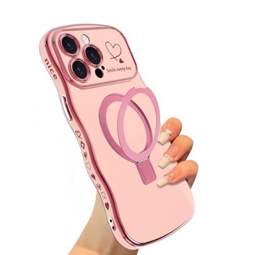 VCGFJD Magnetische Schutzhülle für iPhone 15 Pro Max mit Ständer,Gewellter Rand mit Herzmuster, luxuriöse Lagenkanten, weich,Für iPhone 15 Pro Max,Rosa VCGFJD Magnetische Schutzhülle für iPhone 15 Pro Max mit Ständer,Gewellter Rand mit Herzmuster, luxuriöse Lagenkanten, weich,Für iPhone 15 Pro Max,Rosa von VCGFJD