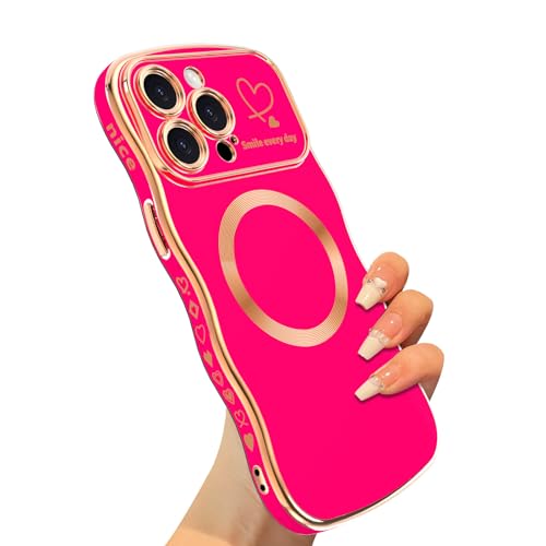 VCGFJD Schutzhülle für iPhone 15 Pro Max für Frauen und Mädchen, luxuriöser Plattierter Rahmen, Niedliche Wellen Rahmen mit Herzmuster, Schlank und Weich, Stoßfest-Design, Rosarot VCGFJD Schutzhülle für iPhone 15 Pro Max für Frauen und Mädchen, luxuriöser Plattierter Rahmen, Niedliche Wellen Rahmen mit Herzmuster, Schlank und Weich, Stoßfest-Design, Rosarot von VCGFJD