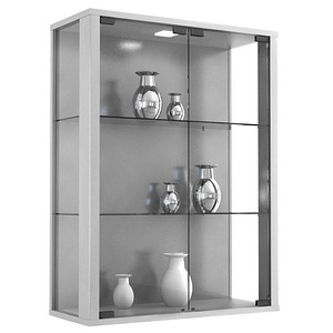 VCM my home Udina Hängevitrine silber 2 Fachböden mit Beleuchtung von VCM my home