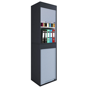VCM my office Aktos XL Rollladenschrank schwarz 2 Fachböden 50,0 x 40,0 x 186,0 cm von VCM my office