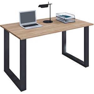 VCM my office Lona Schreibtisch sonoma-eiche rechteckig, U-Fuß-Gestell schwarz 80,0 x 50,0 cm von VCM my office