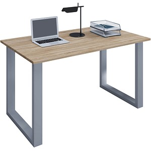 VCM my office Lona Schreibtisch sonoma-eiche rechteckig, U-Fuß-Gestell silber 110,0 x 50,0 cm von VCM my office