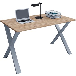 VCM my office Lona Schreibtisch sonoma-eiche rechteckig, X-Fuß-Gestell silber 140,0 x 80,0 cm VCM my office Lona Schreibtisch sonoma-eiche rechteckig, X-Fuß-Gestell silber 140,0 x 80,0 cm von VCM my office