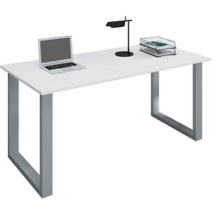 VCM my office Lona Schreibtisch weiß rechteckig, U-Fuß-Gestell silber 160,0 x 80,0 cm von VCM my office