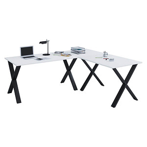 VCM my office Lona Schreibtisch weiß rechteckig, X-Fuß-Gestell schwarz 130,0 x 50,0 cm von VCM my office