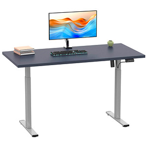 VCM my office Lona elektrisch höhenverstellbarer Schreibtisch anthrazit rechteckig, T-Fuß-Gestell silber 110,0 x 50,0 cm von VCM my office