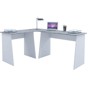 VCM my office Masola Schreibtisch weiß, beton rechteckig, 4-Fuß-Gestell weiß 135,0 x 105,0 cm von VCM my office