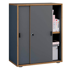 VCM my office Schiebetürenschrank Salia, 920733 anthrazit, honig-eiche 1 Fachboden 60,0 x 37,4 x 74,0 cm von VCM my office
