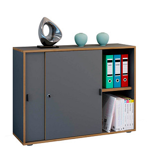 VCM my office Schiebetürenschrank Salia, 920735 anthrazit, honig-eiche 1 Fachboden 100,0 x 37,4 x 74,0 cm von VCM my office