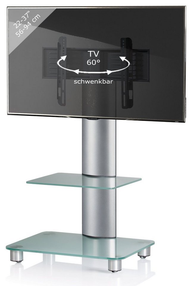 VCM TV Standfuß Ständer Rack Alu Glas Rollen Blino ZW TV-Ständer, (1-tlg) von VCM