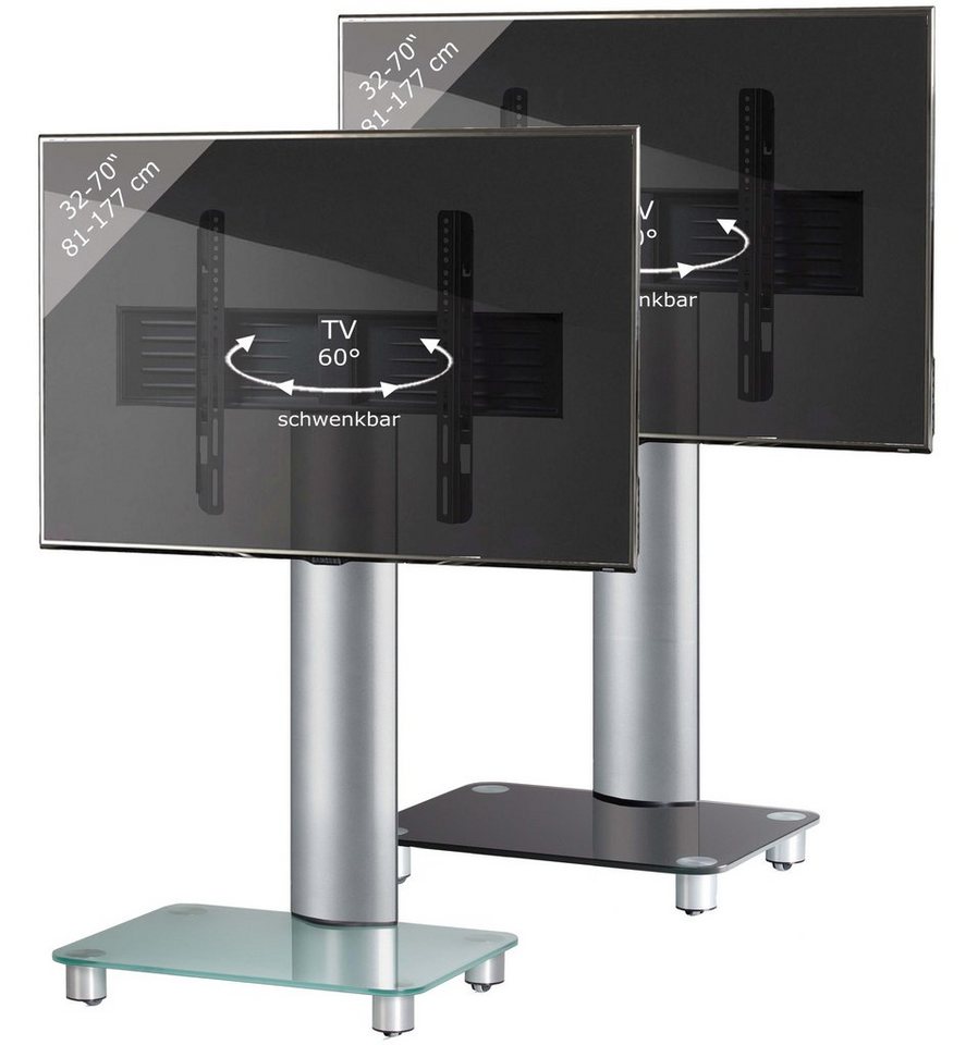 VCM TV Standfuß Ständer Rack Alu Glas Rollen Tosal TV-Ständer, (1-tlg) von VCM