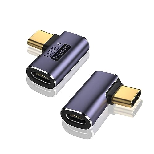 VCOM 90 Grad Winkel USB-C Adapter 2 Stück, Unterstützt 40Gbps, 100W PD, 8K Video Display, OTG, USB4 Kabel Adapter Extender für Thunderbolt 3/4, ROG Ally, Steam Deck, Switch, Laptop, Tablet und Handy von VCOM