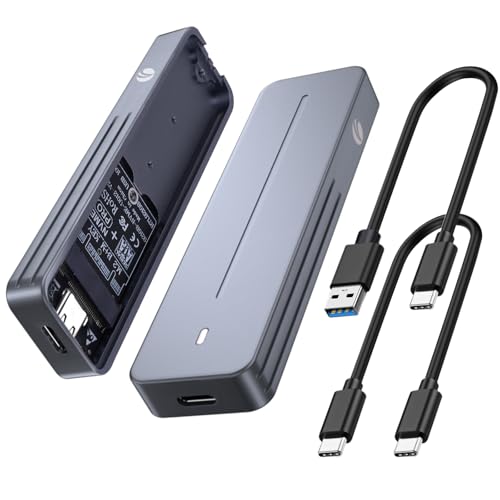 VCOM M.2 NVMe SATA SSD Gehäuse, USB 3.1 10 Gbps M2 SSD Gehäuse, 6Gbps SATA NGFF, Aluminium M2 SSD Adapter mit Kühlkissen Unterstützt UASP & Trim, M&B Key/M Key in 2230/2242 /2260/2280 SSD von VCOM