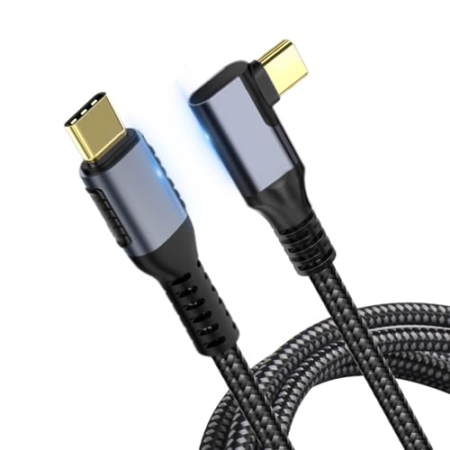 VCOM rechtwinkliges USB4-Kabel für Thunderbolt 4/3, unterstützt 240W PD-Laden, 40Gbps Datenübertragung, 8K@60Hz oder Dual 4K@60Hz Video, kompatibel mit MacBook Pro/iPad Pro/Monitor/Docking (0,8 Meter) von VCOM