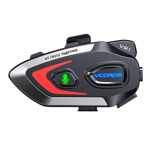 Motorrad Helm Headset VR1,Motorcycle Kopfhörer Helmet Nur für eine Person,Wasserdicht IPX6, Motorradhelm Bluetooth für Lautsprecher Freisprechen, Musikanrufsteuerung (Weiches Mikrofon) von VCOROS