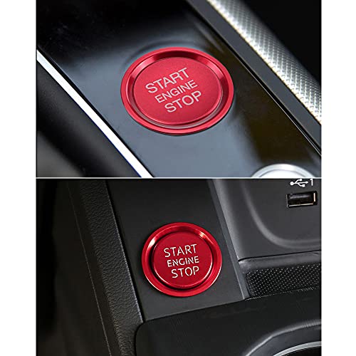 VDARK Auto Motor Start Stopp Taste Abdeckung Zündung Start Stop Taste Trimm Druckknopf Schalter Dekor Aufkleber Aluminiumlegierung Auto Interieur Zubehör Kompatibel für Audi A4 A5 A6 A7 A8 Q5 Rot von VDARK