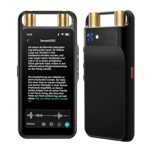 Note AI Digitales Diktiergerät One Touch Aufnahme Rauschunterdrückung mit 64GB-Karte,Unterstützung 134 Sprachen Transkription zu Text,zusammenfassen,Audio Recorder für Meetings,Interviews,Vorlesungen von VDKOERT