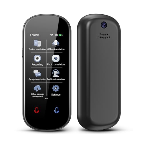 VDKOERT Übersetzer Sprachübersetzer Gerät Übersetzungsgerät mit Sprachausgabe,Fotoübersetzung/WIFI/Hotspot/Offline,Sofortübersetzer für Reisen,Business Sprachenlernen,Black von VDKOERT