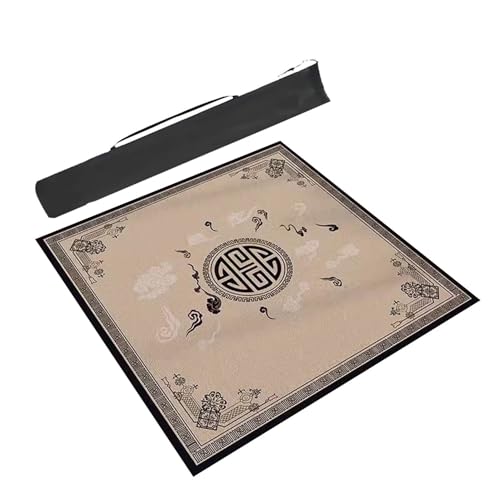 Mahjong-Tischmatte, Tischspielmatten, quadratisch mit Gummi-Rückseite, rutschfest, geräuschreduzierend, dicke Spieltischabdeckung for Karten, Poker(Brown,37.4x37.4in/95x95cm) von VDLLQYN