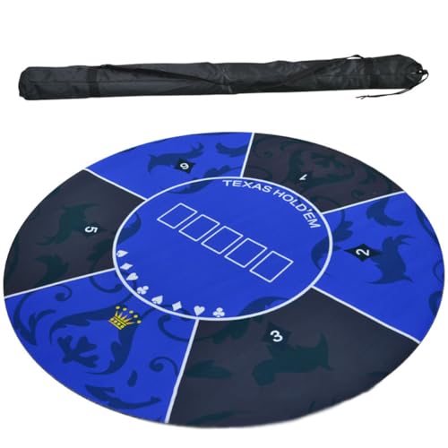 VDLLQYN, 1,2 x 1,2 m große, tragbare Texas Hold'em-Pokertischplatte aus Gummi, Spiellayoutmatte for 6 Spieler mit Tragetasche,Pokermatte(1.2 x 1.2 M) von VDLLQYN