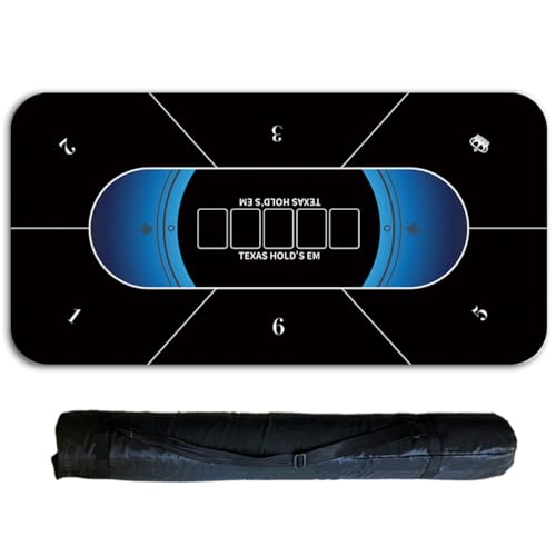 VDLLQYN, Texas Hold'em Pokermatte for bis zu 6 Spieler, Pokertischmatten-Layout mit Aufbewahrungstasche for Pokerspiele,Pokermatte(Black 6 Players,1.8 x 0.9 M) von VDLLQYN