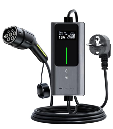 VDLPOWERVP Typ 2 Ladekabel Schuko, 3.6 KW Elektroauto EV Charger mit LED-Digitalanzeige,Ladekabel Auto 6-16A,5M EV Ladegerät Typ 2 mit LCD-Digitalanzeige,EV Charger IP65 Wasserdicht VDLPOWERVP Typ 2 Ladekabel Schuko, 3.6 KW Elektroauto EV Charger mit LED-Digitalanzeige,Ladekabel Auto 6-16A,5M EV Ladegerät Typ 2 mit LCD-Digitalanzeige,EV Charger IP65 Wasserdicht von VDLPOWERVP