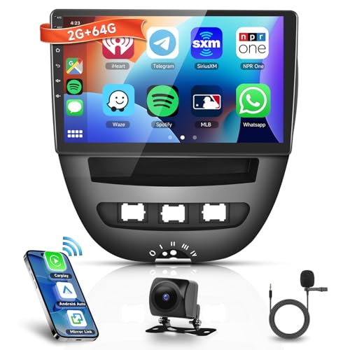 2G+64G Autoradio Android 13 für Toyota Aygo/Peugeot 107/Citroen C1 2004-2014, 10.1 Zoll HD Touchscreen Auto Radio mit Drahtloses Carplay Android Auto GPS Wi-Fi USB Bluetooth FM RDS Rückfahrkamera von VECHTEL