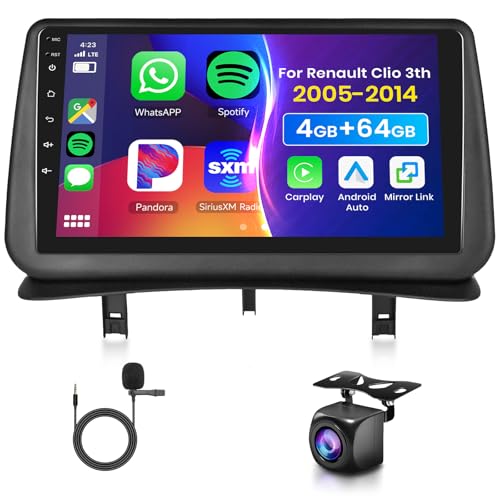 4G&64G 9" Autoradio Für Renault Clio 3 2005-2014 mit Carplay Android Auto Wireless,1280 * 720,Android 13,Touchscreen Bluetooth RDS/FM Radio,WiFi Navi/AHD Rückfahrkamera 4G&64G 9" Autoradio Für Renault Clio 3 2005-2014 mit Carplay Android Auto Wireless,1280 * 720,Android 13,Touchscreen Bluetooth RDS/FM Radio,WiFi Navi/AHD Rückfahrkamera von VECHTEL