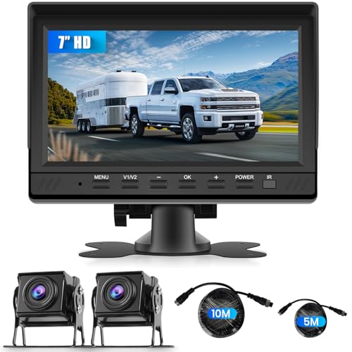 VECHTEL IPS HD 7 Zoll Rückfahrkamera Kit mit 2 Kameras, Rückfahrkamera mit IP68 Wasserdicht Nachtsicht DVR für LKW Wohnwagen Lastwagen Wohnmobil VECHTEL IPS HD 7 Zoll Rückfahrkamera Kit mit 2 Kameras, Rückfahrkamera mit IP68 Wasserdicht Nachtsicht DVR für LKW Wohnwagen Lastwagen Wohnmobil von VECHTEL