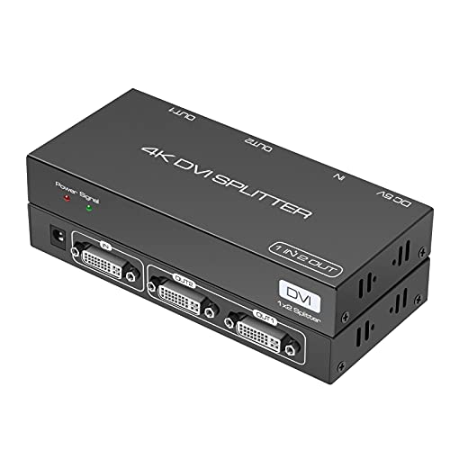 VEDINDUST DVI Splitter mit 2 Ports, der Splitter mit 1 Eingang und 2 Ausgängen unterstützt Auflösungen bis zu 4K/30Hz, geeignet für PC, Notebook, Computer, DVR, HDTV-Projektor von VEDINDUST
