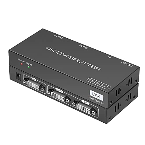 VEDINDUST DVI Splitter 1 Eingang Und 2 Ausgängen 2 Ports Unterstützt Auflösungen Bis Zu 4K30Hz, Geeignet für PC, Notebook, Computer, DVR, HDTV Projektor von VEDINDUST