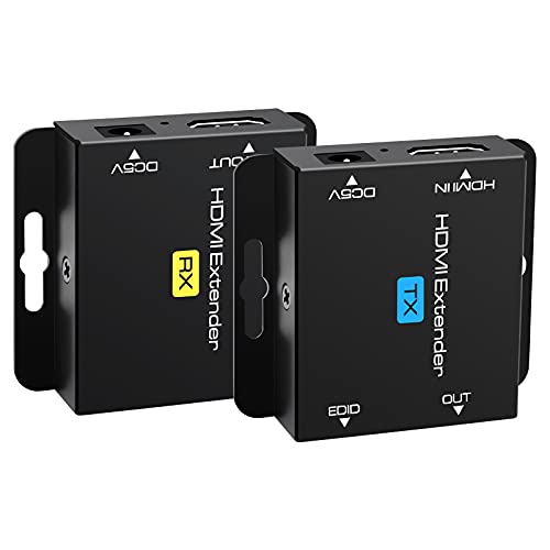 VEDINDUST HDMI Extender 200ft Über Cat5e/Cat6 Kabel - Ethernet RJ45 Auf HDMI Übertragung - Repeater Adapter Unterstützt EDID 1080p 3D HDCP POC (Benötigt Nur TX-Strom) von VEDINDUST