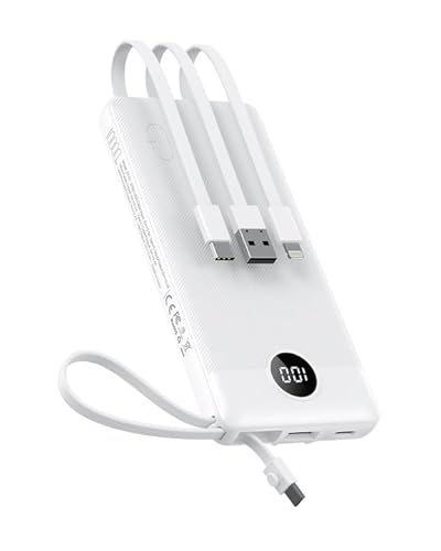 Powerbank 10000mAh Power Bank mit Kabel VEEKTOMX USB C Powerbank Externe Handyakkus mit 5 Ausgängen LED Display Externer Akku Kompatibel mit iPhone/Samsung Galaxy/Xiaomi/Huawei/iPad usw. von VEEKTOMX