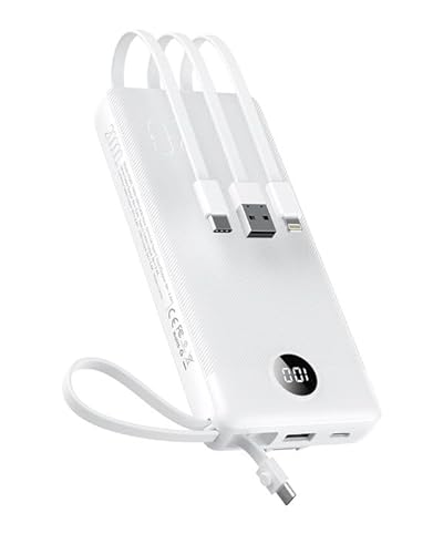 Powerbank 20000mAh Power Bank mit Kabel VEEKTOMX Powerbank USB C Tragbares Ladegerät 5 Ausgängen LED Display Externe Handyakkus Kompatibel mit iPhone, Samsung, Huawei, Xiaomi usw. (20000mAh-Weiß) von VEEKTOMX