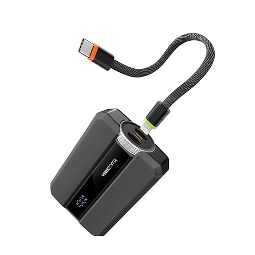 VEEKTOMX Power Bank PD 30W Klein Powerbank 10000mAh mit Vielseitigen Dual-Port-Kabel USB C Externe Handyakkus Reise Gadgets Tragbares Ladegerät Kompatibel mit iPhone/Samsung/MacBook/Tablet usw. (Grau) von VEEKTOMX