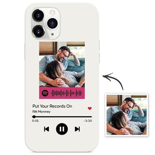 VEELU Personalisierte Handyhülle für iPhone 11 Spotify-Code mit Foto Musik Transparent Wasserdicht Weich Schutzhülle Bild Kreatives Geschenk für Freund Familie Geburtstag von VEELU