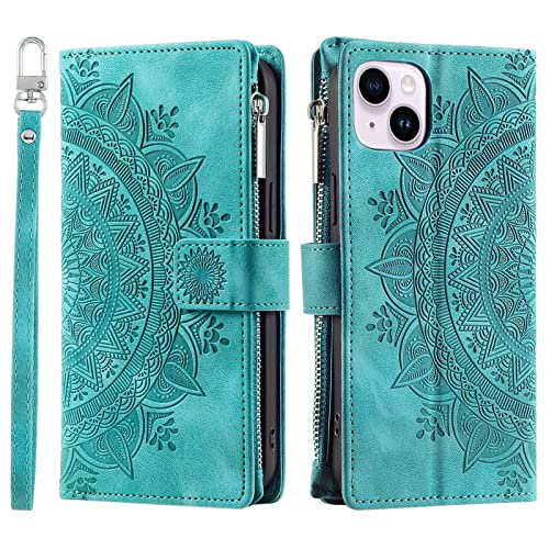 VEEMOS Handyhülle für iPhone 13 Mini hülle Klappbar Blumen Handytasche Schutzhülle Klapphülle mit Kartenfach Handy Tasche Book Cover Flip Case Ständer - Grün VEEMOS Handyhülle für iPhone 13 Mini hülle Klappbar Blumen Handytasche Schutzhülle Klapphülle mit Kartenfach Handy Tasche Book Cover Flip Case Ständer - Grün von VEEMOS