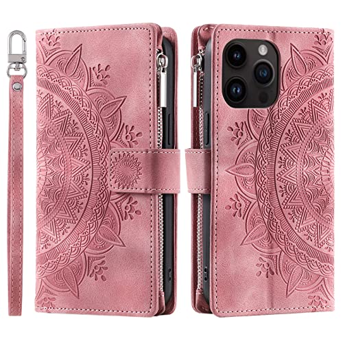 VEEMOS Handyhülle für iPhone 14 Pro hülle Klappbar Blumen Handytasche Schutzhülle Klapphülle mit Kartenfach Handy Tasche Book Cover Flip Case Ständer - Rosa VEEMOS Handyhülle für iPhone 14 Pro hülle Klappbar Blumen Handytasche Schutzhülle Klapphülle mit Kartenfach Handy Tasche Book Cover Flip Case Ständer - Rosa von VEEMOS